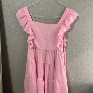Chic Pink Ruffled Women's Dress